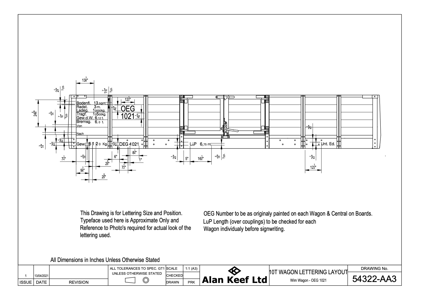 54322 AA3 OEG 1021 Lettering