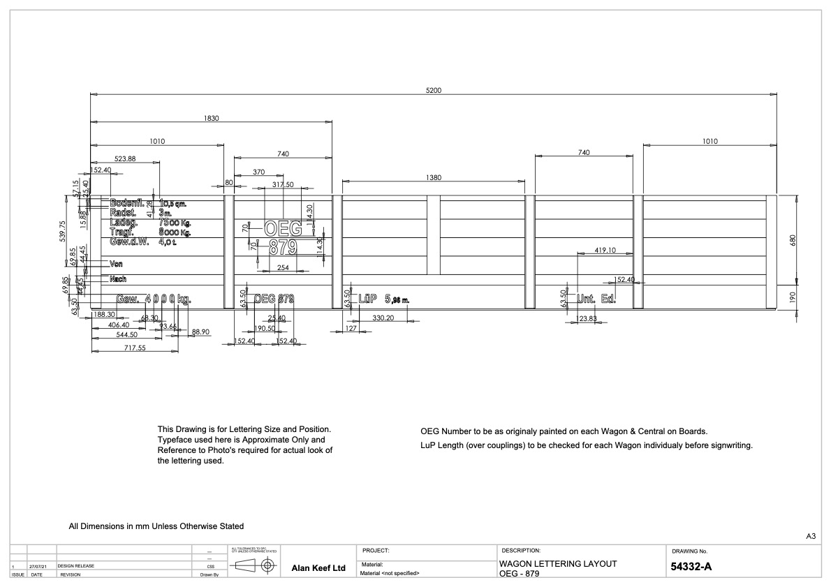 OEG 879 54332 A LETTERING LAYOUT